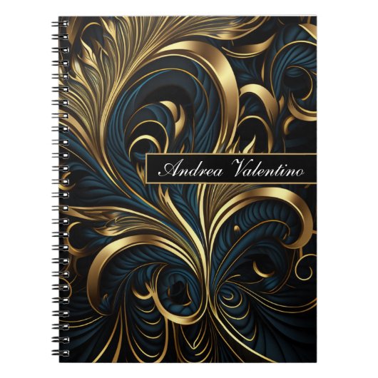 Elegant Black en Gold Pattern Notitieboek (Voorkant)