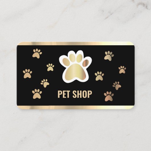 Elegant Black en Gold Pet Groomer Visitekaartje (Voorkant)
