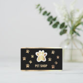 Elegant Black en Gold Pet Groomer Visitekaartje (Staand voorkant)