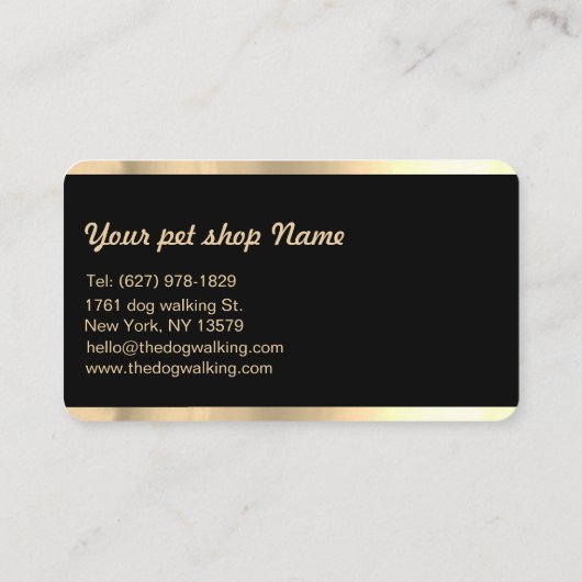 Elegant Black en Gold Pet Groomer Visitekaartje (Achterkant)