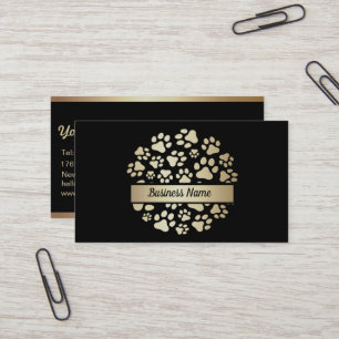 Elegant Black en Gold Pet Groomer Visitekaartje