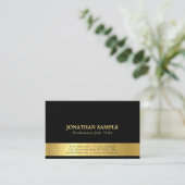 Elegant Black en Gold Plain Luxury Modern Trendy Visitekaartje (Staand voorkant)