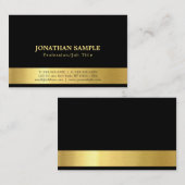 Elegant Black en Gold Plain Luxury Modern Trendy Visitekaartje (Voorkant / Achterkant)