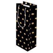 Elegant Black en Gold Polka Dots Pattern Wijn Cadeautas (Voorkant Gekanteld)