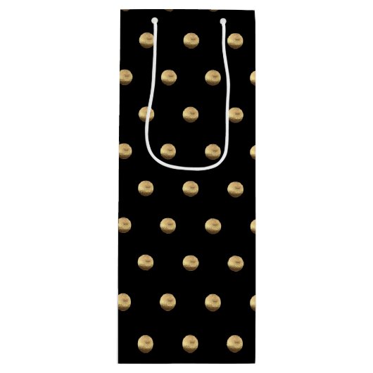 Elegant Black en Gold Polka Dots Pattern Wijn Cadeautas (Voorkant)
