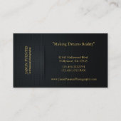 Elegant Black en Gold Professional-fotograaf Visitekaartje (Achterkant)