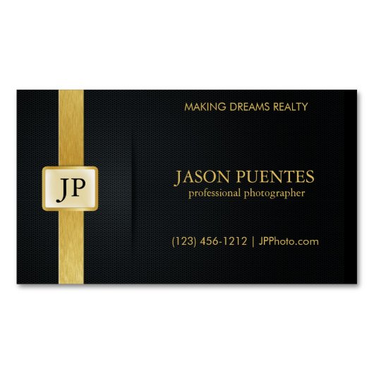 Elegant Black en Gold Professional-fotograaf Visitekaartje Magneet (Voorkant)