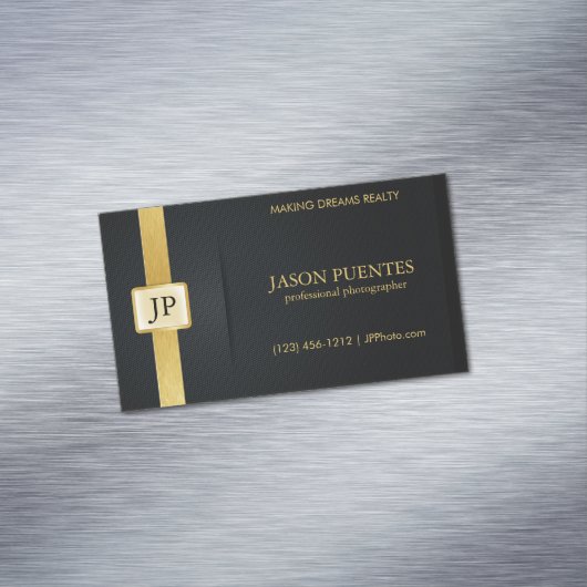 Elegant Black en Gold Professional-fotograaf Visitekaartje Magneet (Voorbeeld)