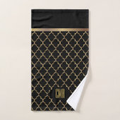 Elegant Black en Gold Quatrefoil Patronen Bad Handdoek (Handdoek)