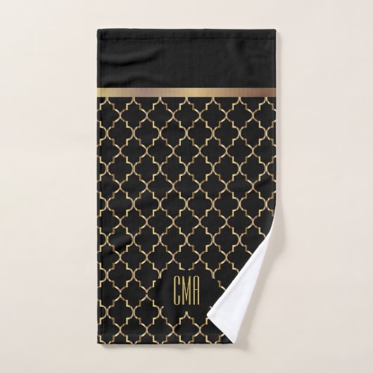 Elegant Black en Gold Quatrefoil Patronen Bad Handdoek (Handdoek)