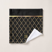 Elegant Black en Gold Quatrefoil Patronen Bad Handdoek (Wasdoekje)