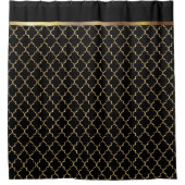 Elegant Black en Gold Quatrefoil Patronen Douchegordijn (Voorkant)
