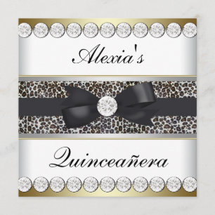 Elegant Black en Gold Quinceanera Kaart