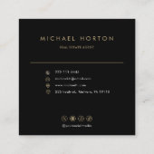 Elegant Black en Gold Real Estate Agent Vierkante Visitekaartje (Achterkant)