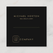 Elegant Black en Gold Real Estate Agent Vierkante Visitekaartje (Voorkant)