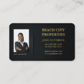 Elegant Black en Gold Real Estate Agent Visitekaartje (Achterkant)