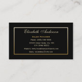Elegant Black en Gold Rozen Verkoopmanager Visitekaartje (Achterkant)