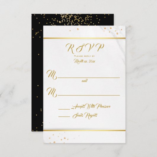 Elegant Black en Gold RSVP (Voorkant / Achterkant)