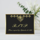 Elegant Black en Gold RSVP (Staand voorkant)