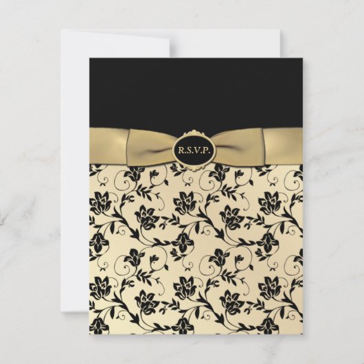 Elegant Black en Gold RSVP-kaart RSVP Kaartje (Voorkant)