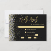 Elegant Black en Gold RSVP-kaart RSVP Kaartje (Voorkant)