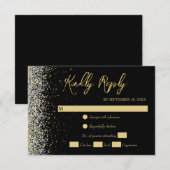 Elegant Black en Gold RSVP-kaart RSVP Kaartje (Voorkant / Achterkant)