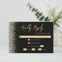 Elegant Black en Gold RSVP-kaart
