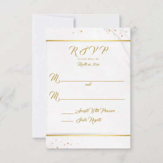 Elegant Black en Gold RSVP Kaartje (Voorkant)