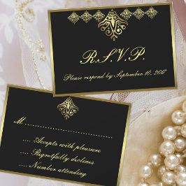 Elegant Black en Gold RSVP Kaartje