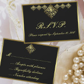 Elegant Black en Gold RSVP Kaartje