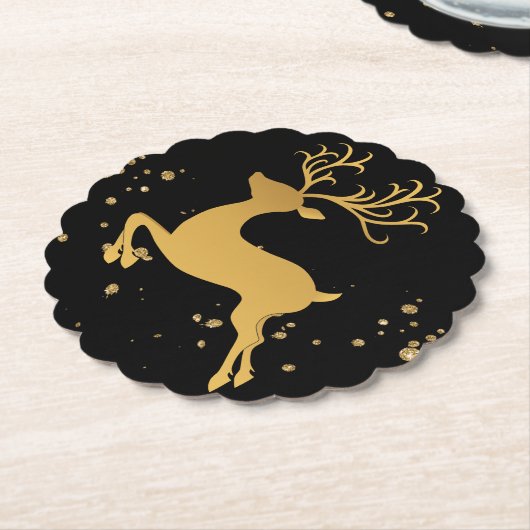 Elegant Black en Gold Rudolph Kartonnen Onderzetters (Gekanteld)