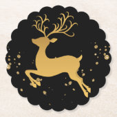 Elegant Black en Gold Rudolph Kartonnen Onderzetters (Voorkant)