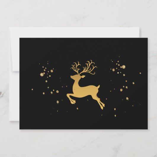 Elegant Black en Gold Rudolph Kerstmis Kaart (Voorkant)