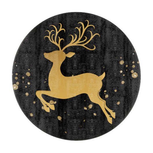 Elegant Black en Gold Rudolph Snijplank (Voorkant)
