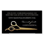 Elegant Black en Gold Salon Haarstylist Scissors Visitekaartje Magneet (Voorkant)