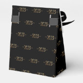 Elegant Black en Gold Script Happy Nieuwjaar 2023 Bedankdoosjes (Achterkant)