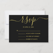 Elegant Black- en Gold Script RSVP-kaarten RSVP Kaartje (Voorkant)
