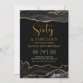 Elegant Black en Gold Sixty en Fabulous Kaart (Voorkant)