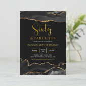 Elegant Black en Gold Sixty en Fabulous Kaart (Staand voorkant)