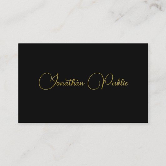 Elegant Black en Gold Sjabloon Calligrafie Visitekaartje (Voorkant)