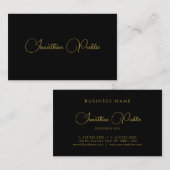 Elegant Black en Gold Sjabloon Calligrafie Visitekaartje (Voorkant / Achterkant)