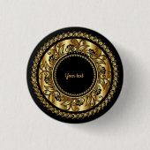 Elegant Black en Gold  Sjabloon Ronde Button 3,2 Cm (Voorkant)