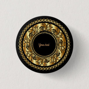 Elegant Black en Gold Sjabloon Ronde Button 3,2 Cm