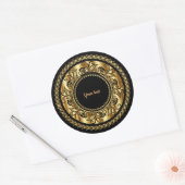 Elegant Black en Gold Sjabloon Ronde Sticker (Envelop)