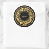 Elegant Black en Gold Sjabloon Ronde Sticker (Tas)