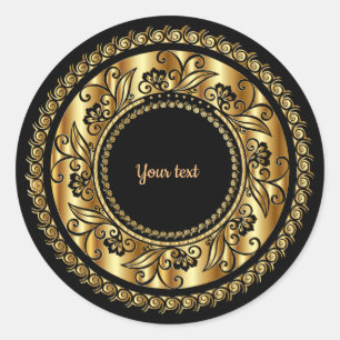 Elegant Black en Gold  Sjabloon Ronde Sticker