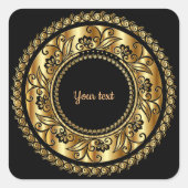 Elegant Black en Gold Sjabloon Vierkante Sticker (Voorkant)