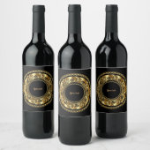 Elegant Black en Gold Sjabloon Wijn Etiket (Flessen)