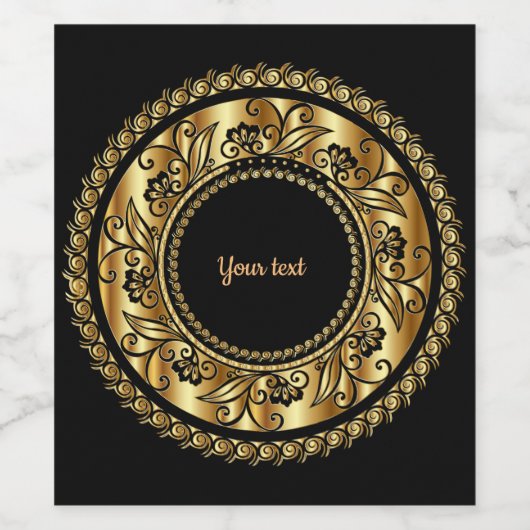 Elegant Black en Gold  Sjabloon Wijn Etiket (Enkel label)