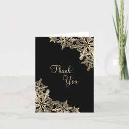 Elegant Black en Gold Snowflake Hartelijk dank Bedankkaart